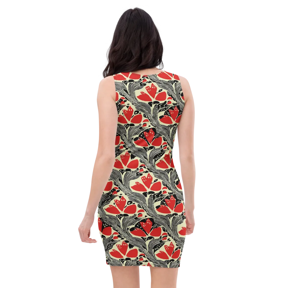Scarlet Filigree on Bodycon Dress — Back