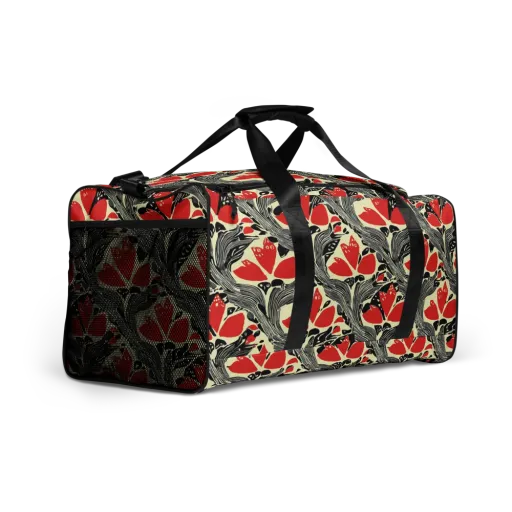 Scarlet Filigree on a Duffle Bag