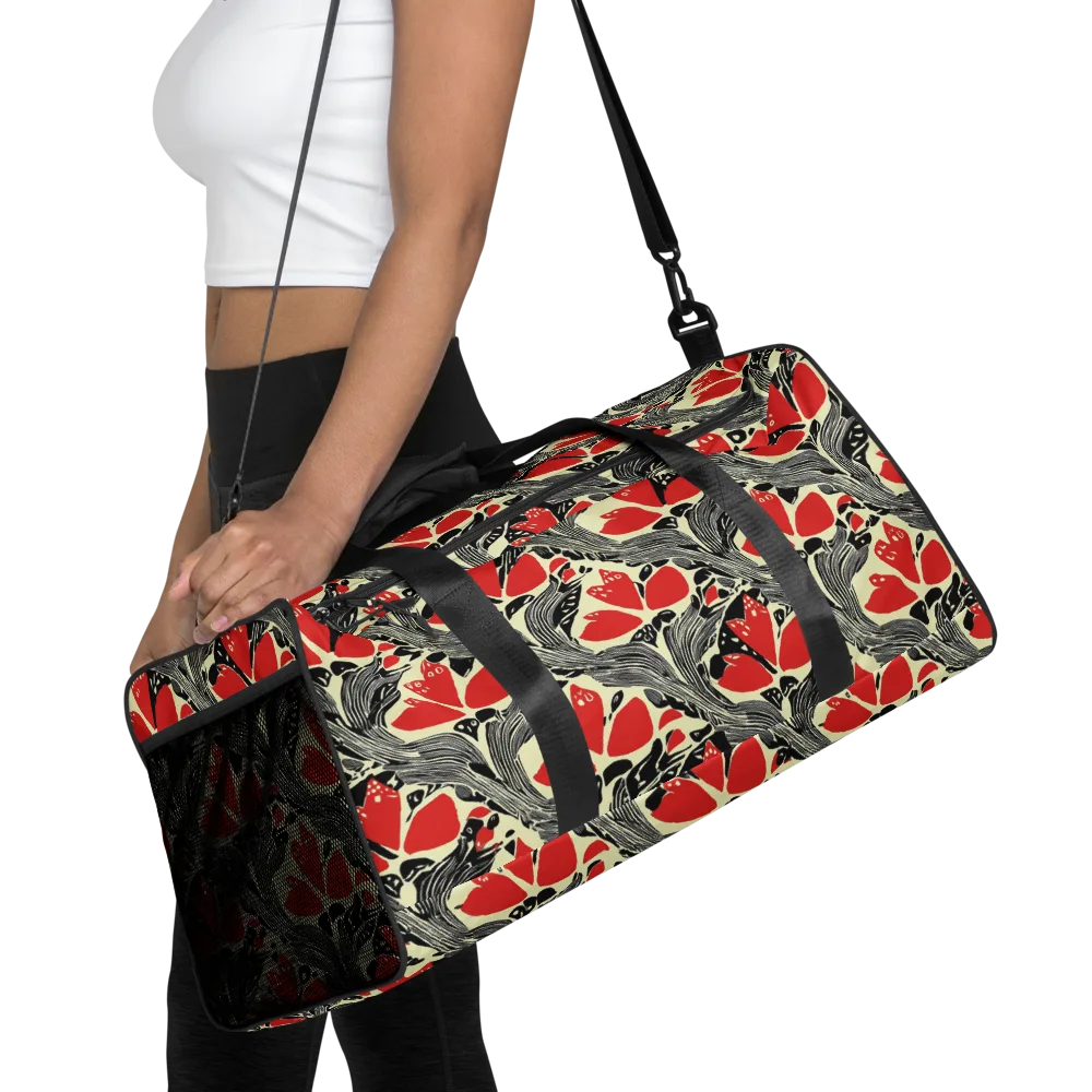 Scarlet Filigree on Duffle Bag — Front