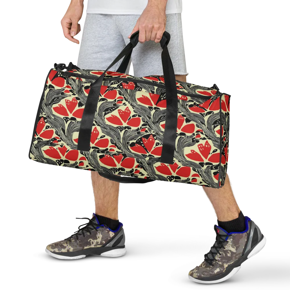 Scarlet Filigree on Duffle Bag — Front