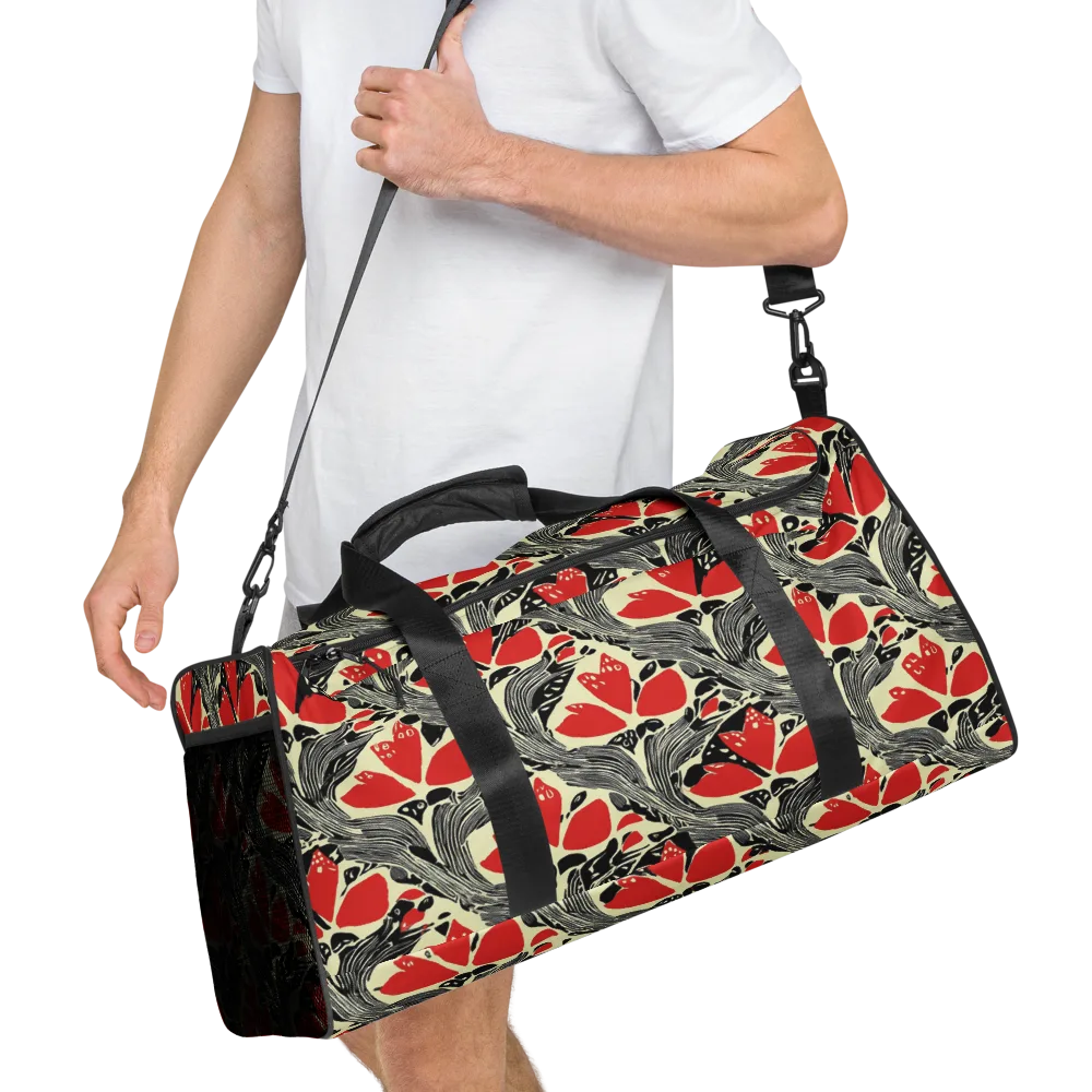 Scarlet Filigree on Duffle Bag — Right Front