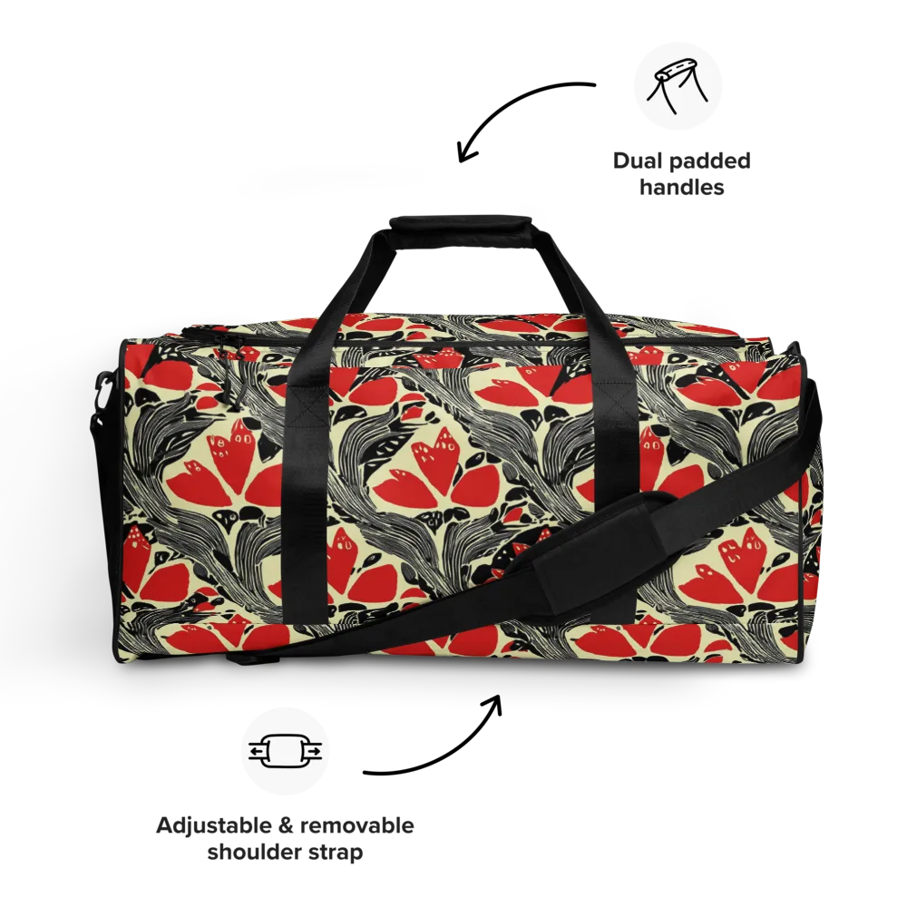 Scarlet Filigree on Duffle Bag — Front