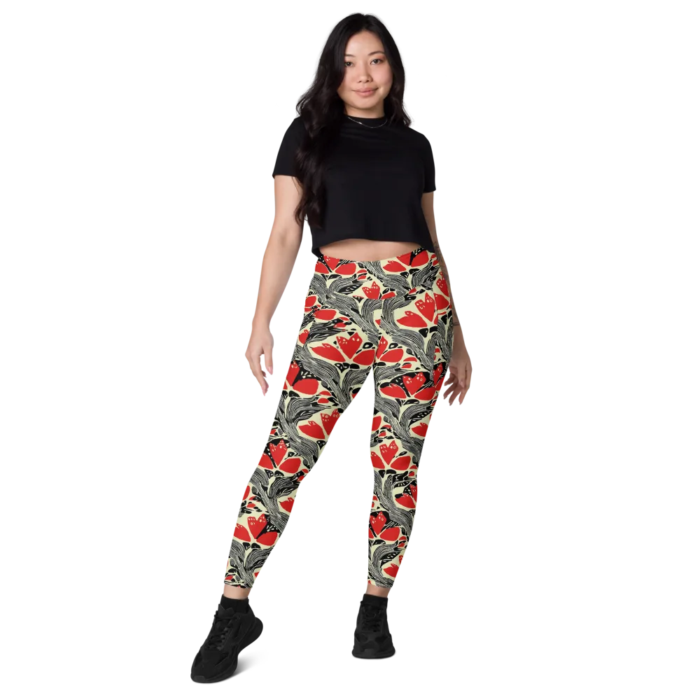 Scarlet Filigree on Leggings with Pockets — Front