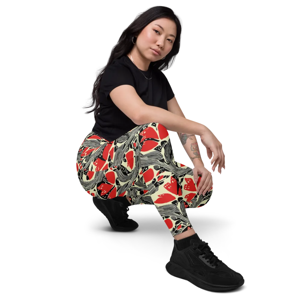 Scarlet Filigree on Leggings with Pockets — Right Front