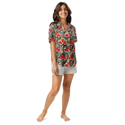 Scarlet Filigree on a Women's Short Sleeve Pajama Top