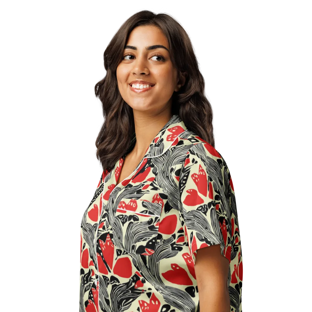Scarlet Filigree on Women's Short Sleeve Pajama Top — Left Front