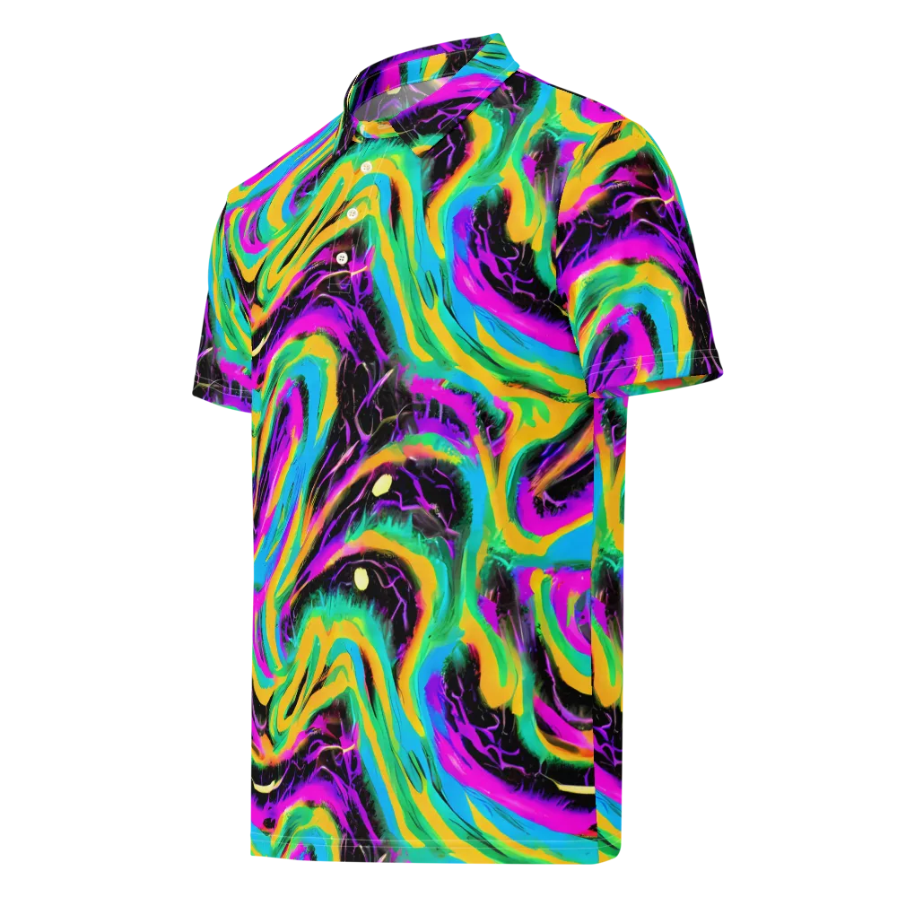 Nightwave Neon on Men's Slim Fit Polo Shirt — Left Front
