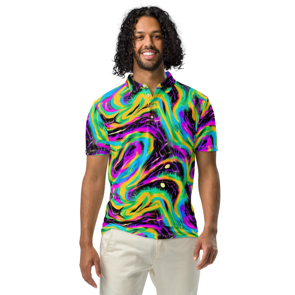 Nightwave Neon on Men's Slim Fit Polo Shirt — Front