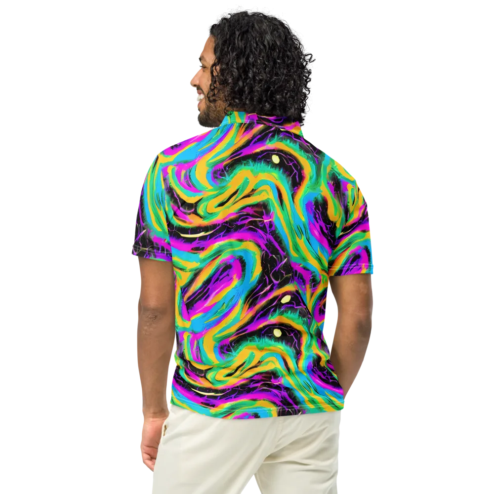 Nightwave Neon on Men's Slim Fit Polo Shirt — Back