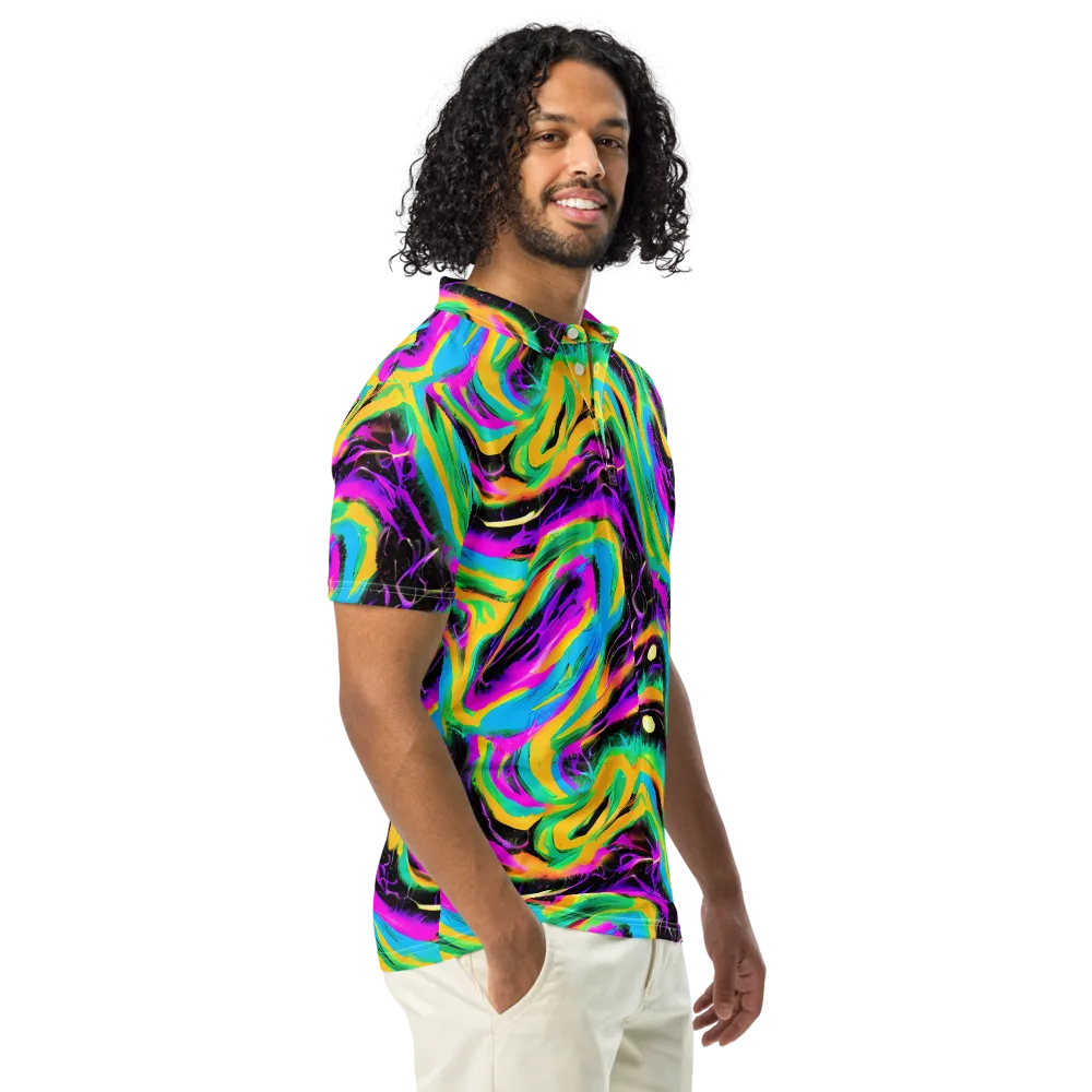 Nightwave Neon on Men's Slim Fit Polo Shirt — Right Front
