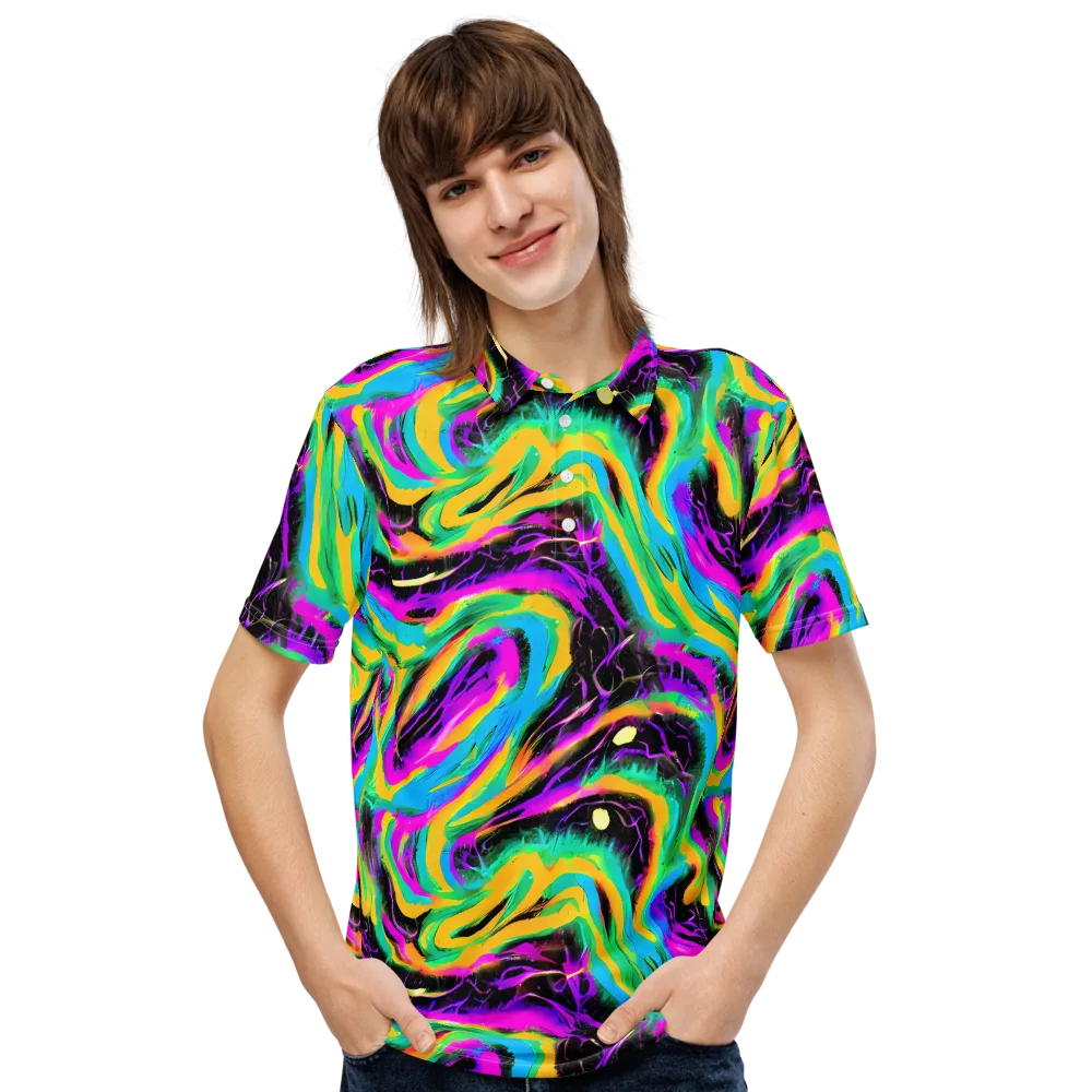 Nightwave Neon on Men's Slim Fit Polo Shirt — Front
