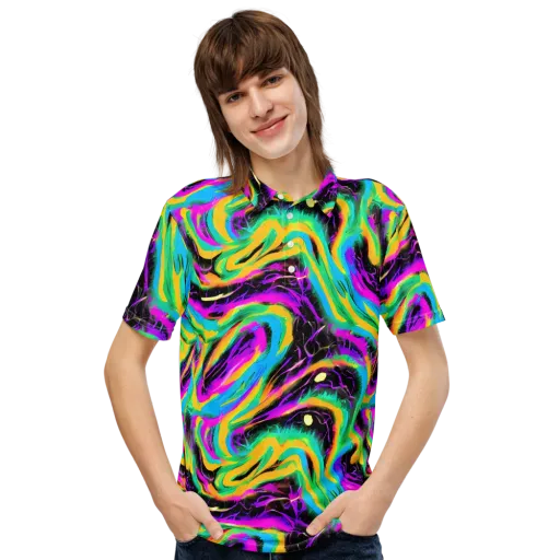 Nightwave Neon on a Men's Slim Fit Polo Shirt