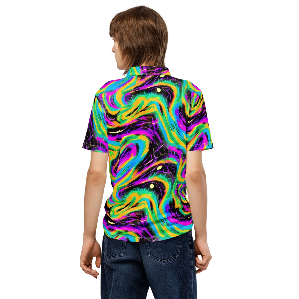 Nightwave Neon on Men's Slim Fit Polo Shirt — Back