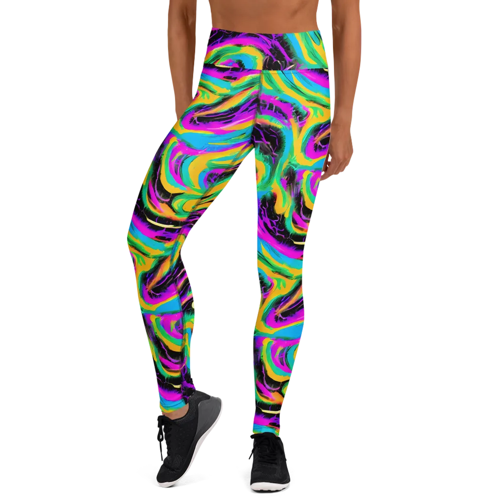 Nightwave Neon on Yoga Leggings — Front