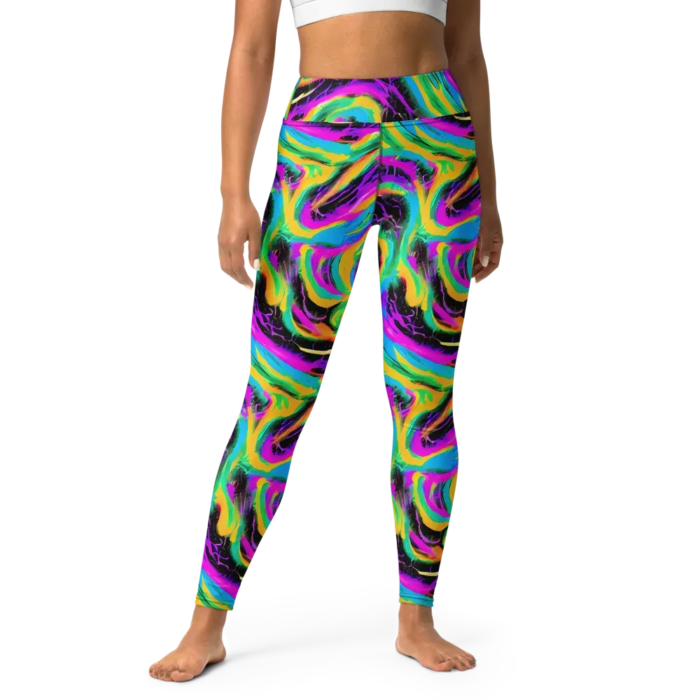 Nightwave Neon on Yoga Leggings — Front