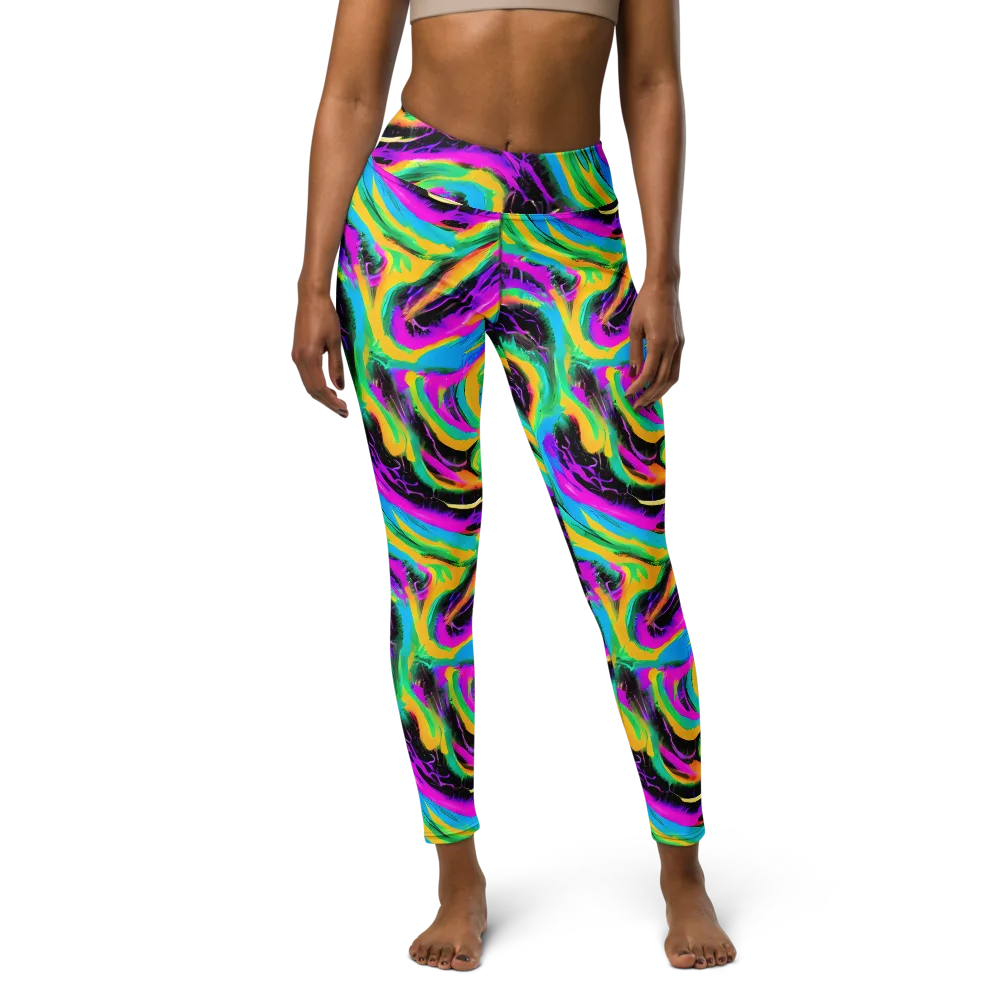 Nightwave Neon on Yoga Leggings — Front