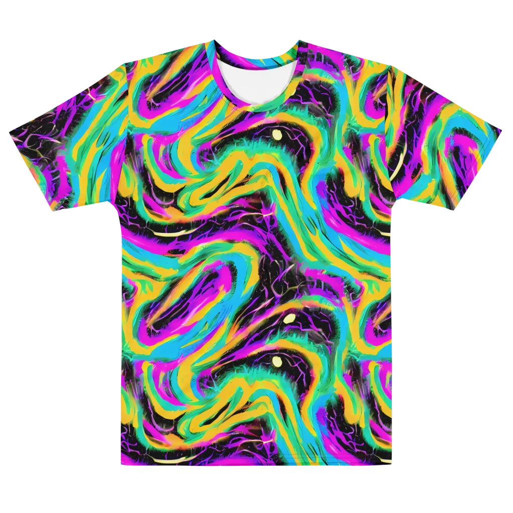 Nightwave Neon on Men's Cotton Crew Neck T-Shirt — Front