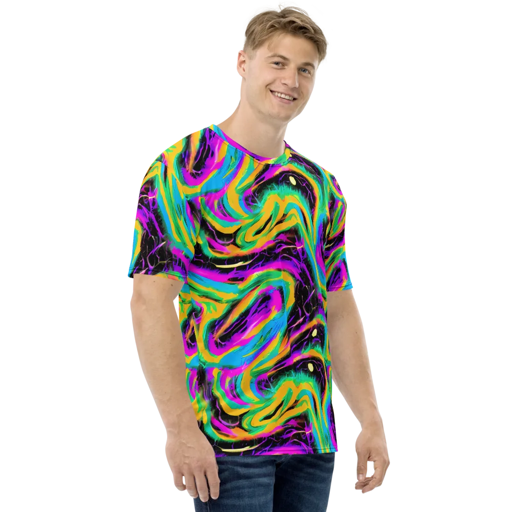 Nightwave Neon on Men's Crew Neck T-Shirt — Right