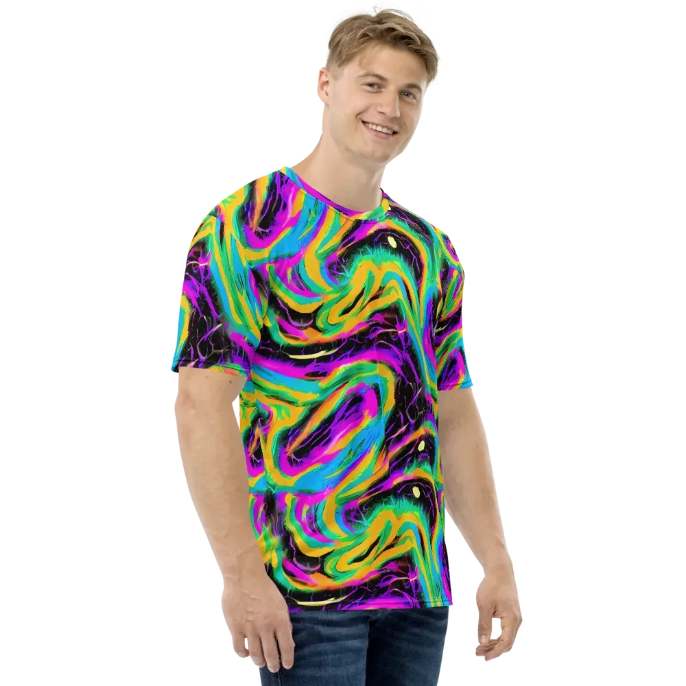 Nightwave Neon on Men's Crew Neck T-Shirt — Right