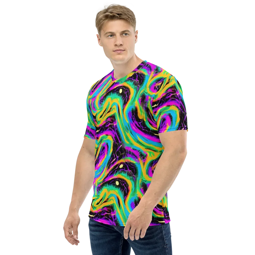 Nightwave Neon on Men's Crew Neck T-Shirt — Left