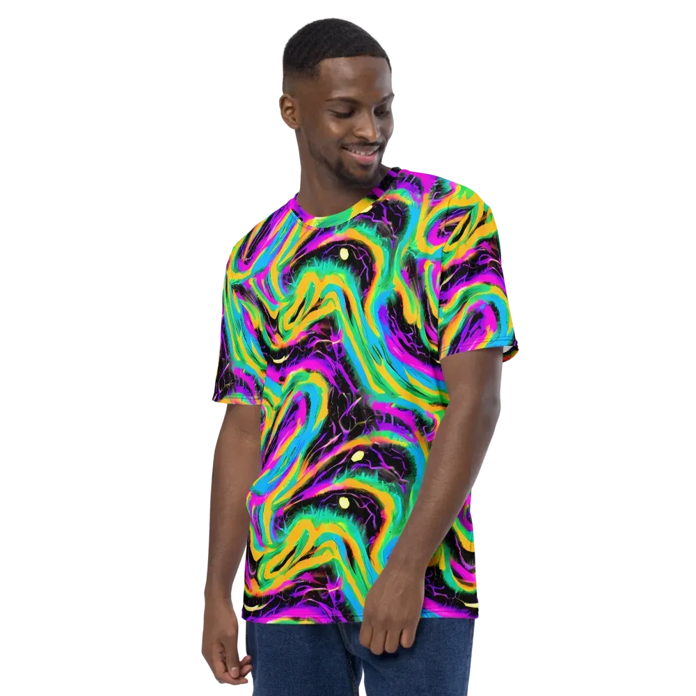 Nightwave Neon on Men's Crew Neck T-Shirt — Left