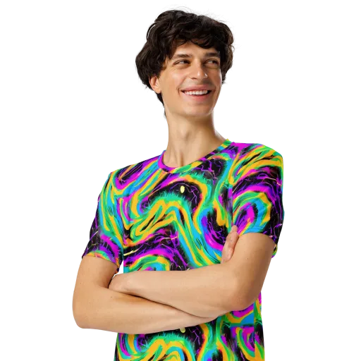 Nightwave Neon on a Men's Crew Neck T-Shirt