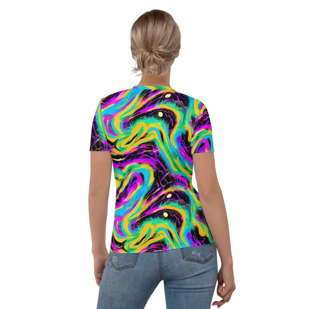 Nightwave Neon on Women's Crew Neck T-Shirt — Back