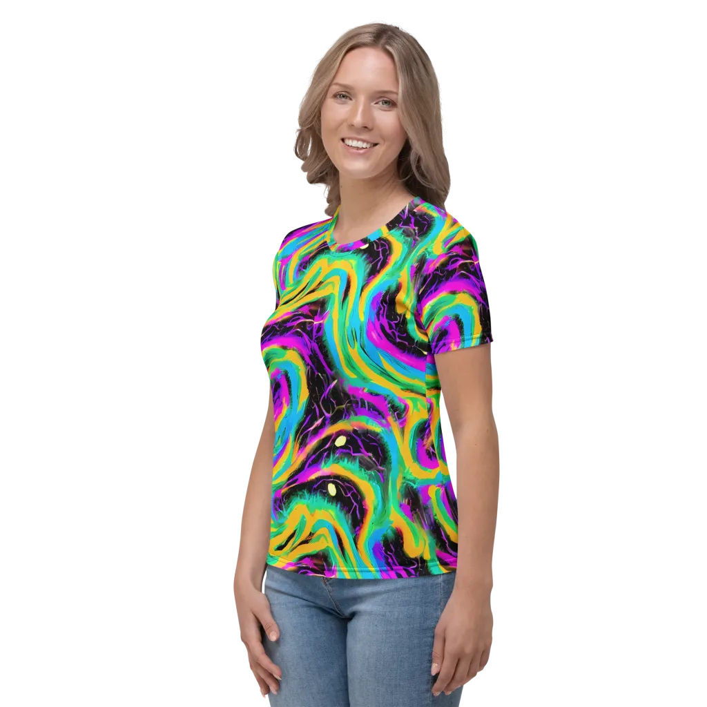 Nightwave Neon on Women's Crew Neck T-Shirt — Left