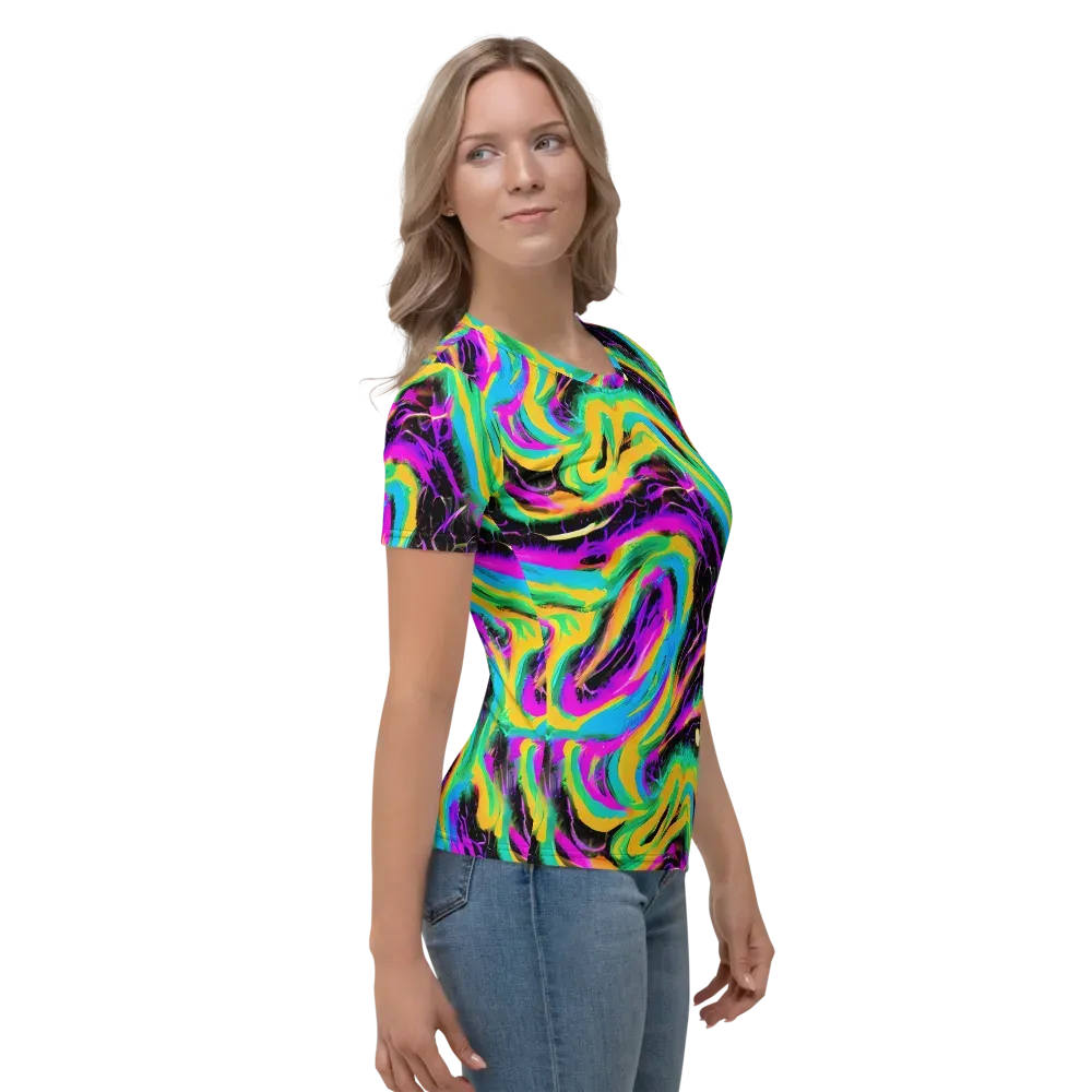 Nightwave Neon on Women's Crew Neck T-Shirt — Right