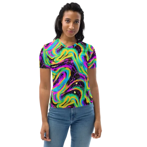 Nightwave Neon on a Women's Crew Neck T-Shirt