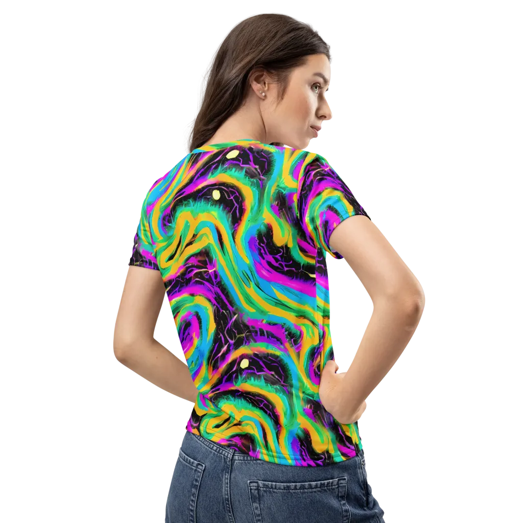 Nightwave Neon on Women's Crew Neck T-Shirt — Back