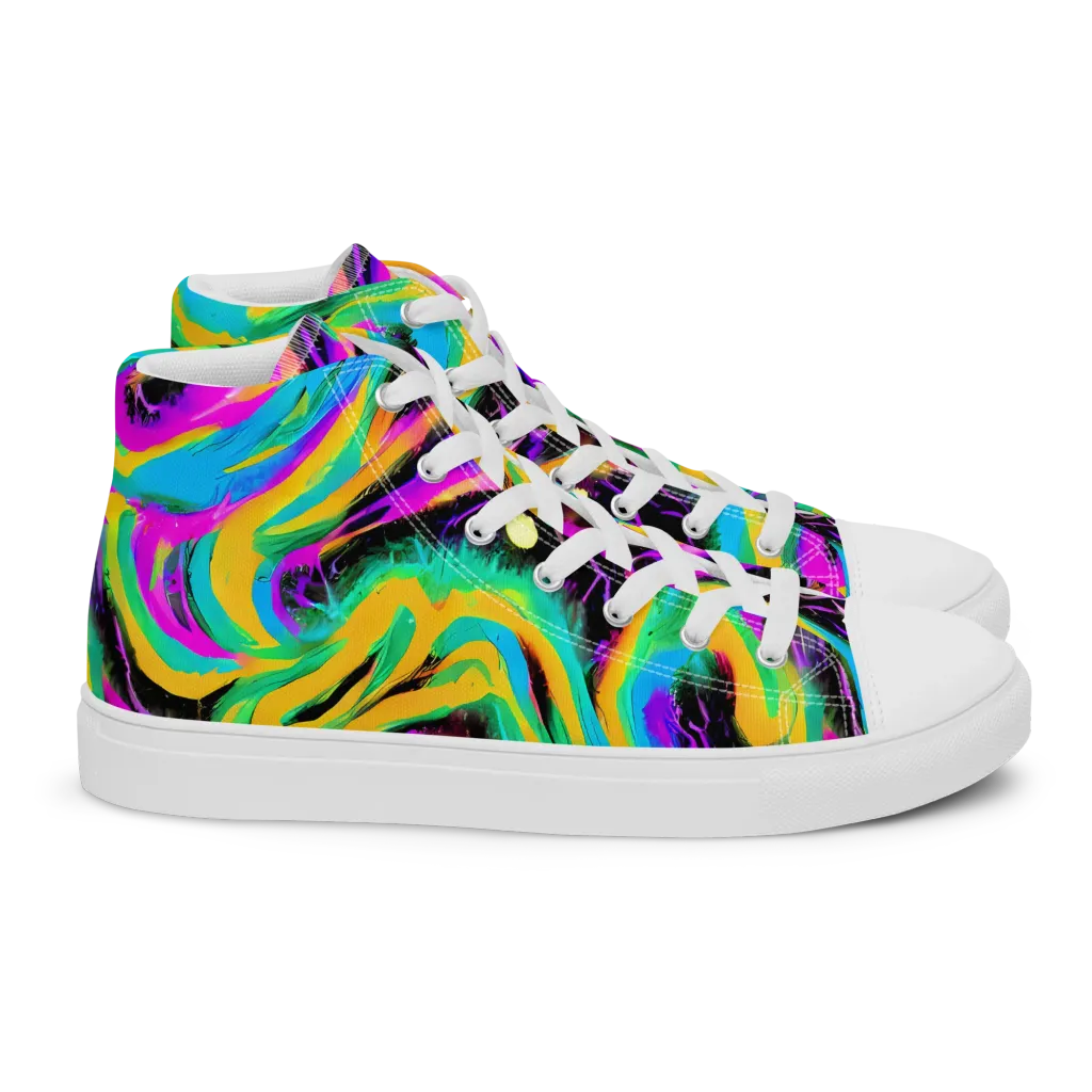 Nightwave Neon on Women's High Top Canvas Shoes — Right