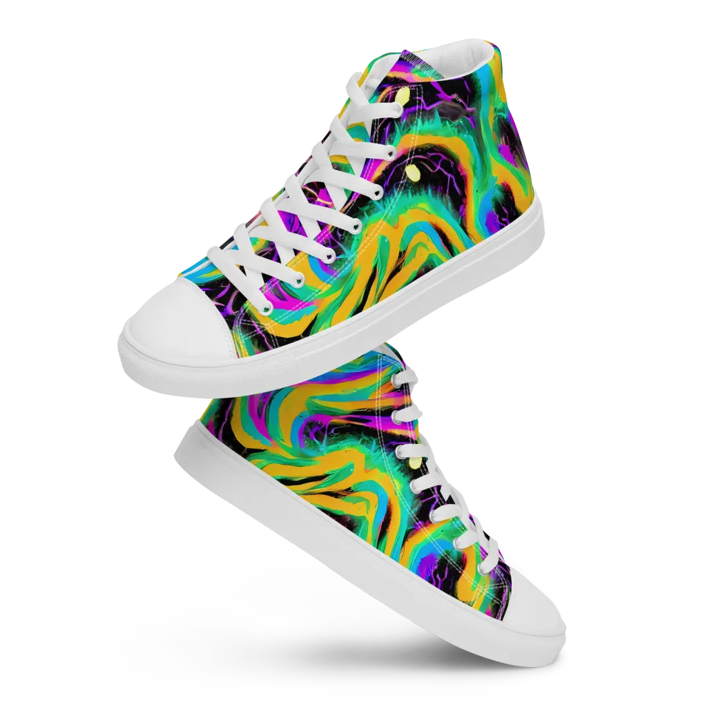 Nightwave Neon on Women's High Top Canvas Shoes — Front