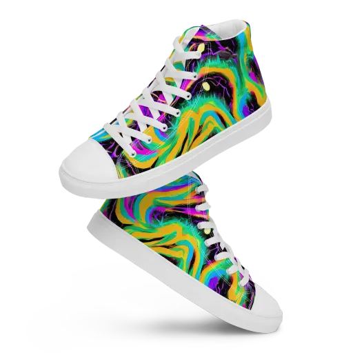 Nightwave Neon on a Women's High Top Canvas Shoes