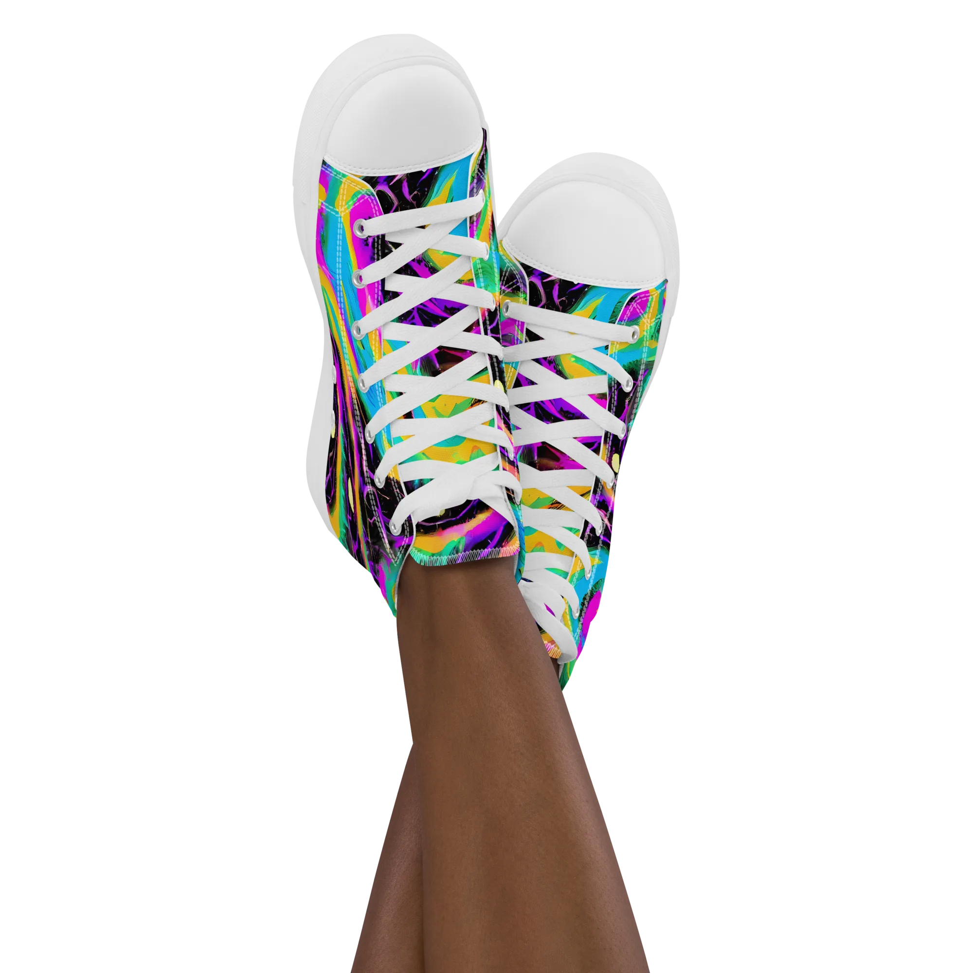 Nightwave Neon on Women's High Top Canvas Shoes — Front