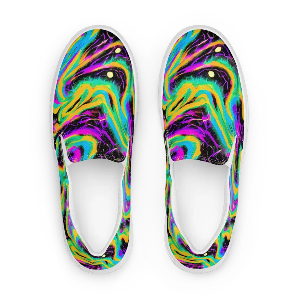 Nightwave Neon on Men's Slip-On Canvas Shoes — Front