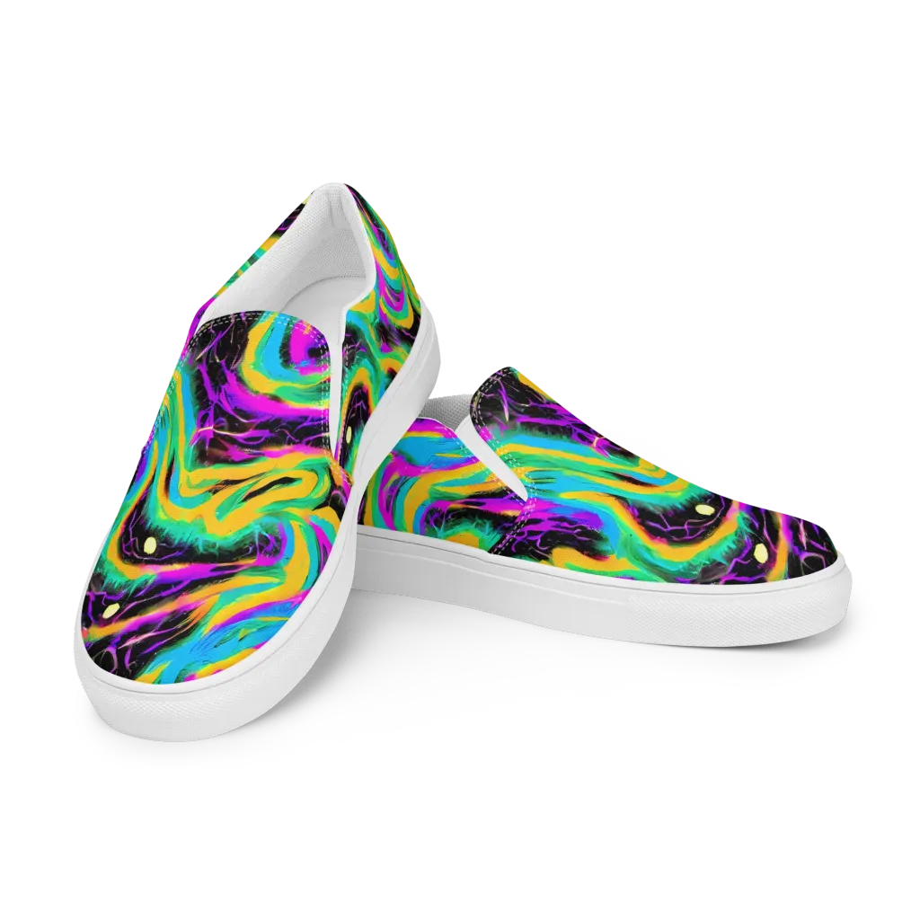 Nightwave Neon on Men's Slip-On Canvas Shoes — Left Front