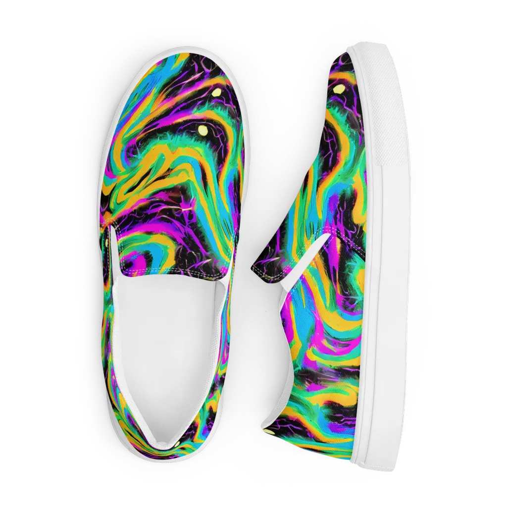 Nightwave Neon on Men's Slip-On Canvas Shoes — Front