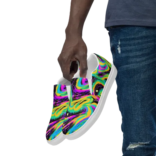 Nightwave Neon on a Men's Slip-On Canvas Shoes