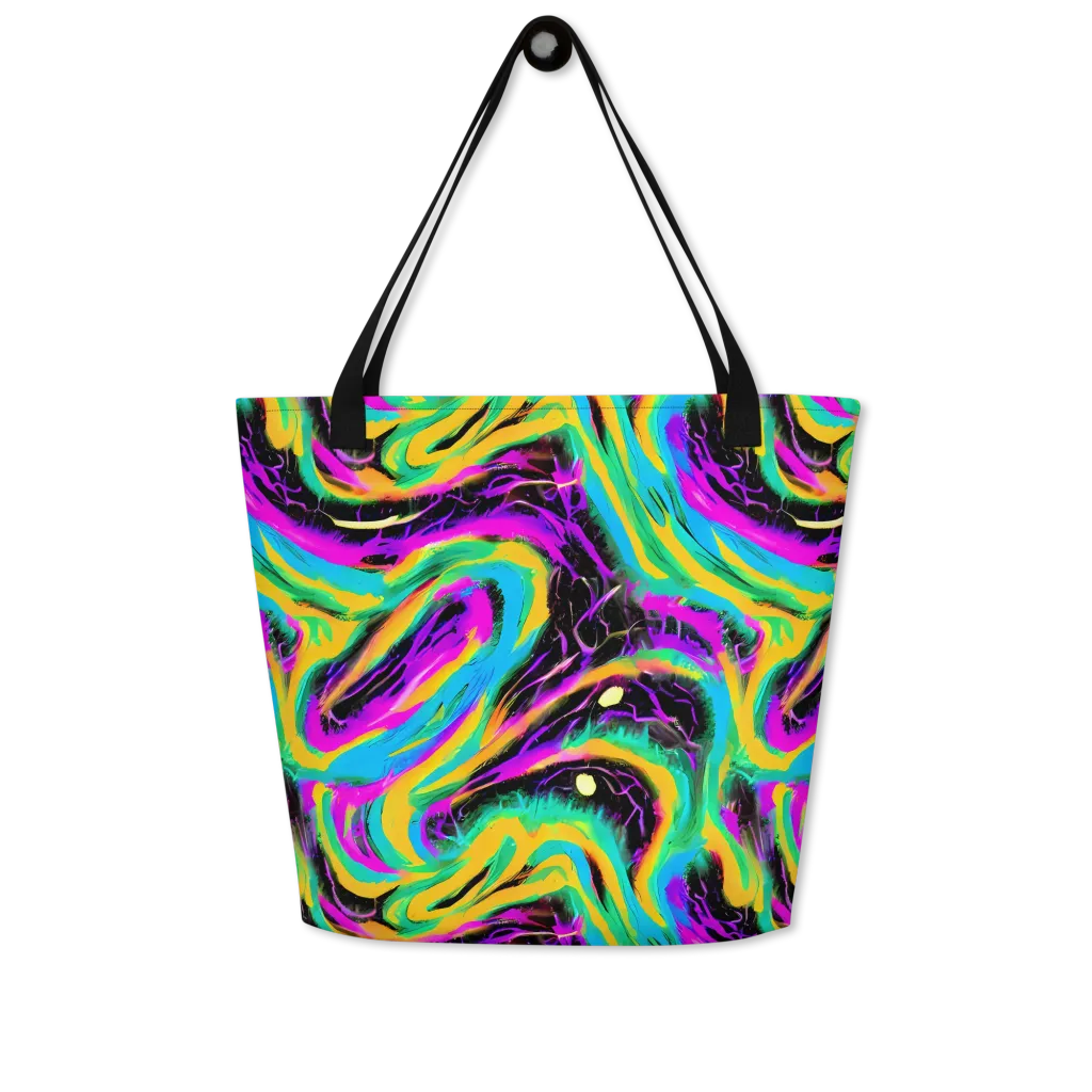 Nightwave Neon on Large Tote Bag W/ Pocket — Front