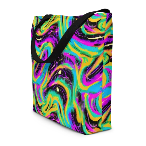 Nightwave Neon on a Large Tote Bag W/ Pocket