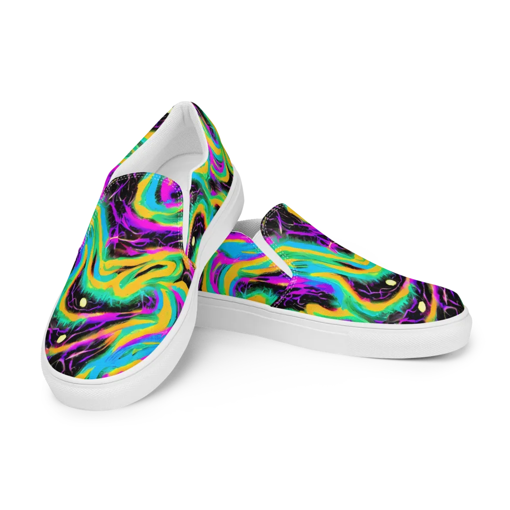 Nightwave Neon on Women's Slip-On Canvas Shoes — Left Front