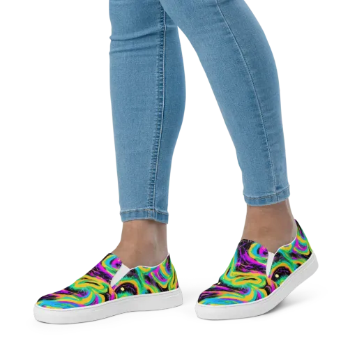 Nightwave Neon on a Women's Slip-On Canvas Shoes
