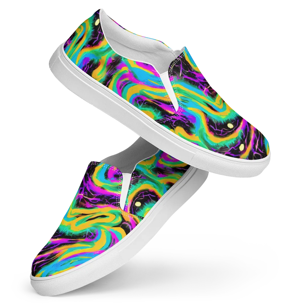 Nightwave Neon on Women's Slip-On Canvas Shoes — Front