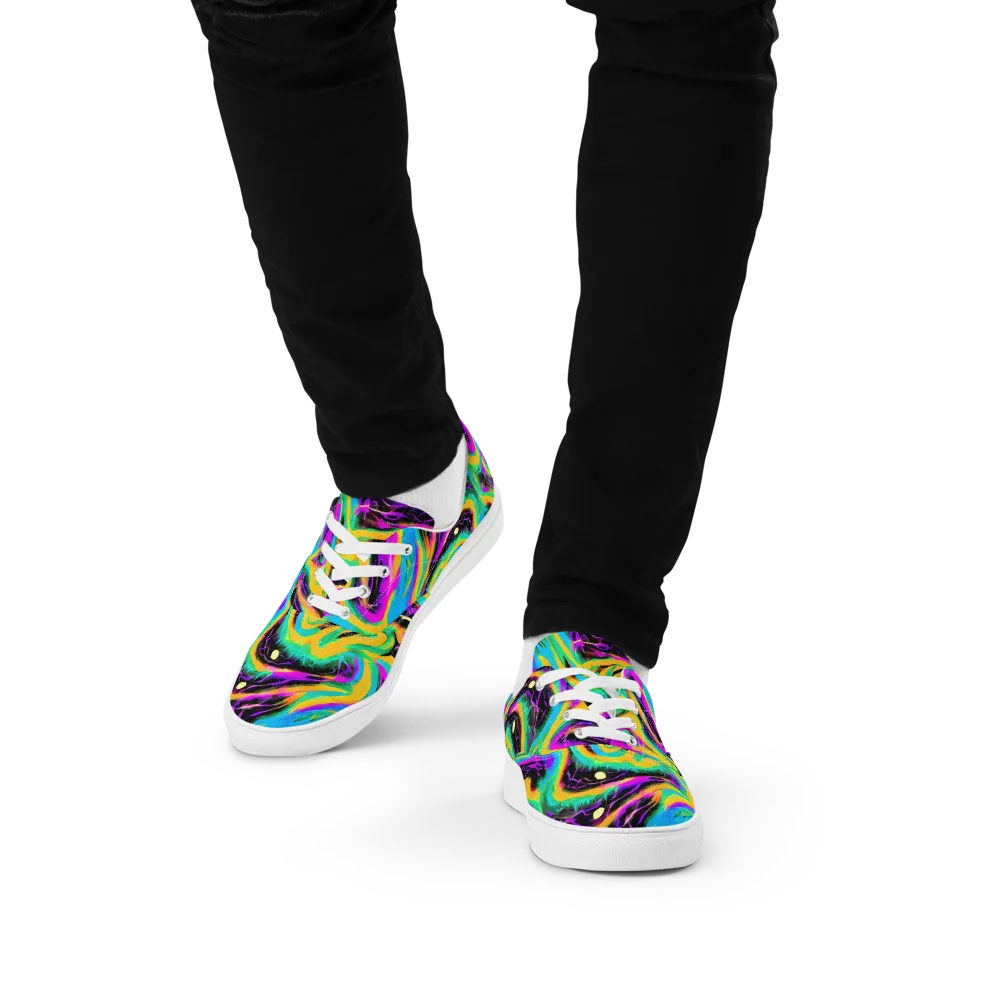 Nightwave Neon on Men's Lace-Up Canvas Shoes — Front