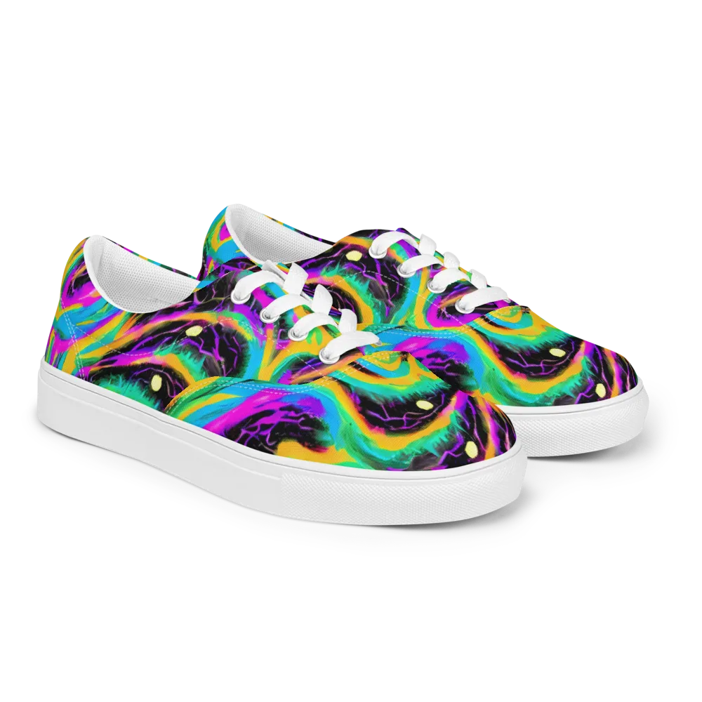 Nightwave Neon on Men's Lace-Up Canvas Shoes — Right Front