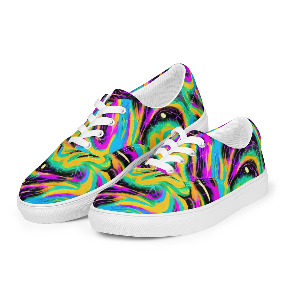 Nightwave Neon on Men's Lace-Up Canvas Shoes — Left Front