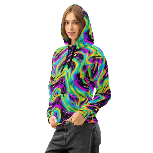 Nightwave Neon on a Cotton Hoodie