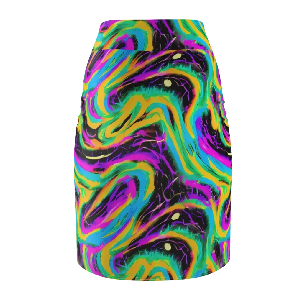 Nightwave Neon on Pencil Skirt — Back