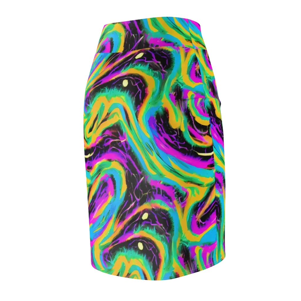 Nightwave Neon on Pencil Skirt — Back Side